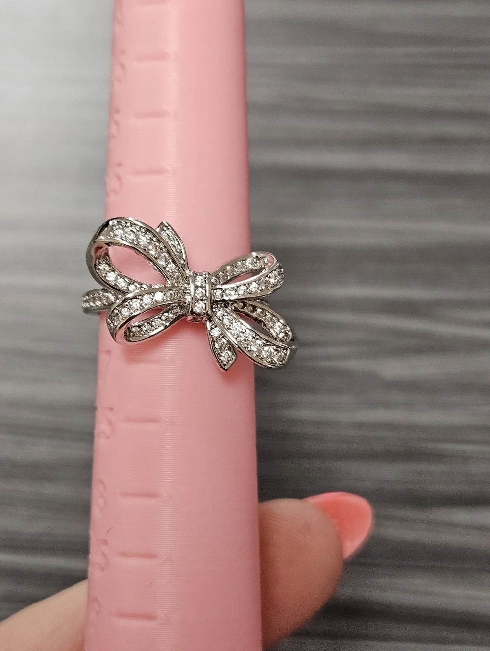NEW Crystalled Bow Silver-Tone Ring Multiple Sizes Available